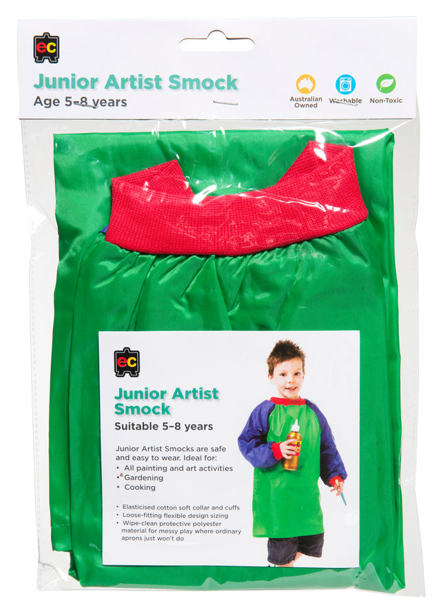 Junior Artist Smock Green and Blue (Ages 5-8) - Educational Vantage