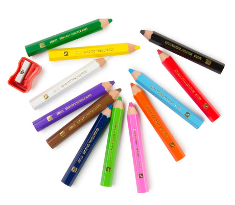 Jumbo Stubby Colouring Pencils Pack 12 & Sharpener - Educational Vantage