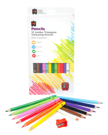 Jumbo Triangular Coloured Pencils - Educational Vantage