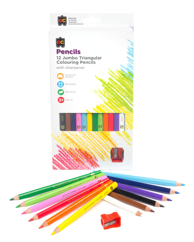 Jumbo Triangular Coloured Pencils - Educational Vantage
