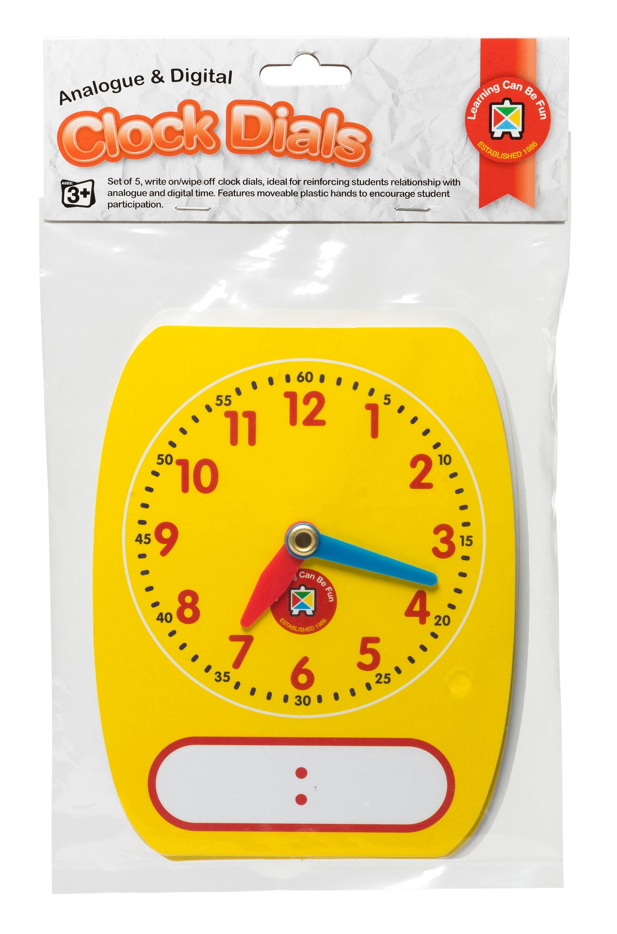 Digital/Analogue Clock Dial Write On/Wipe Off