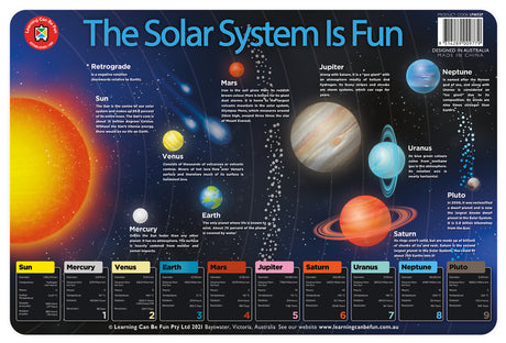 The Solar System Is Fun Placemat - Educational Vantage
