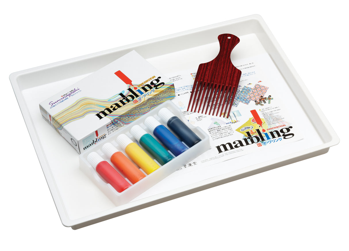 Bokundo Marbling Ink, Tray, Comb and Paper Set