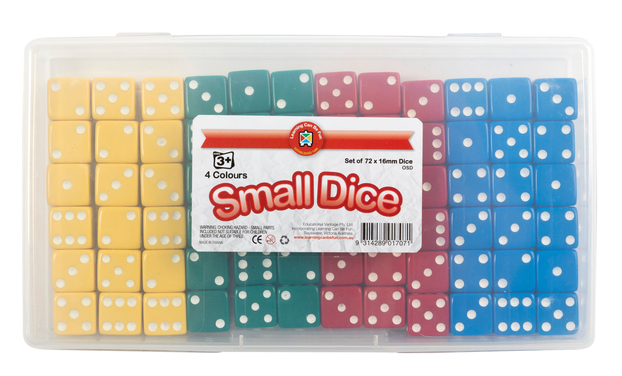 Small Plastic Dice Set of 72 - Educational Vantage