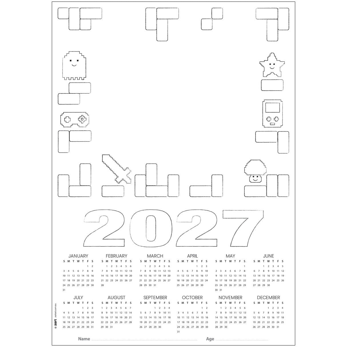 Zart Card Calendar Themed Blanks A3 25 2027