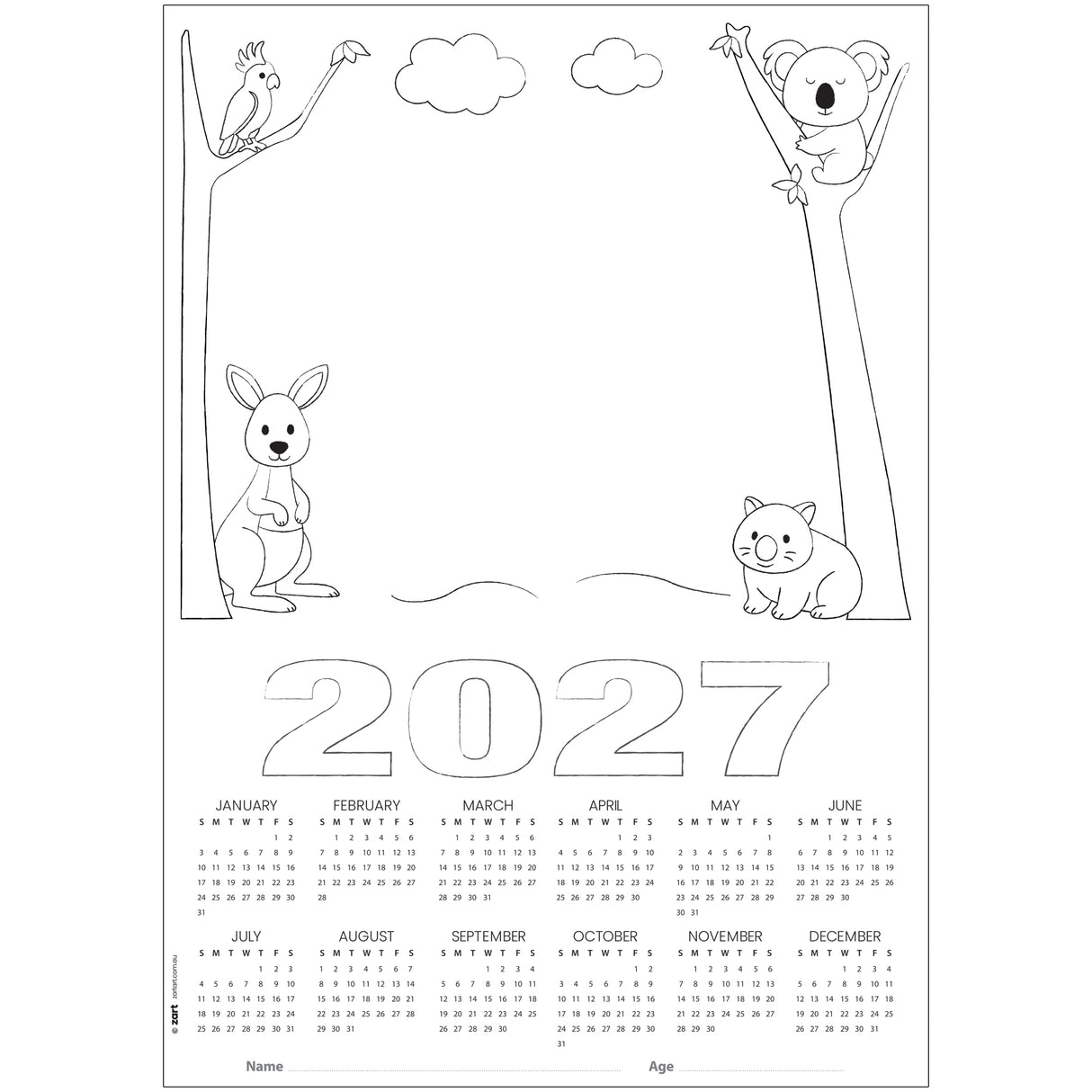 Zart Card Calendar Themed Blanks A3 25 2027