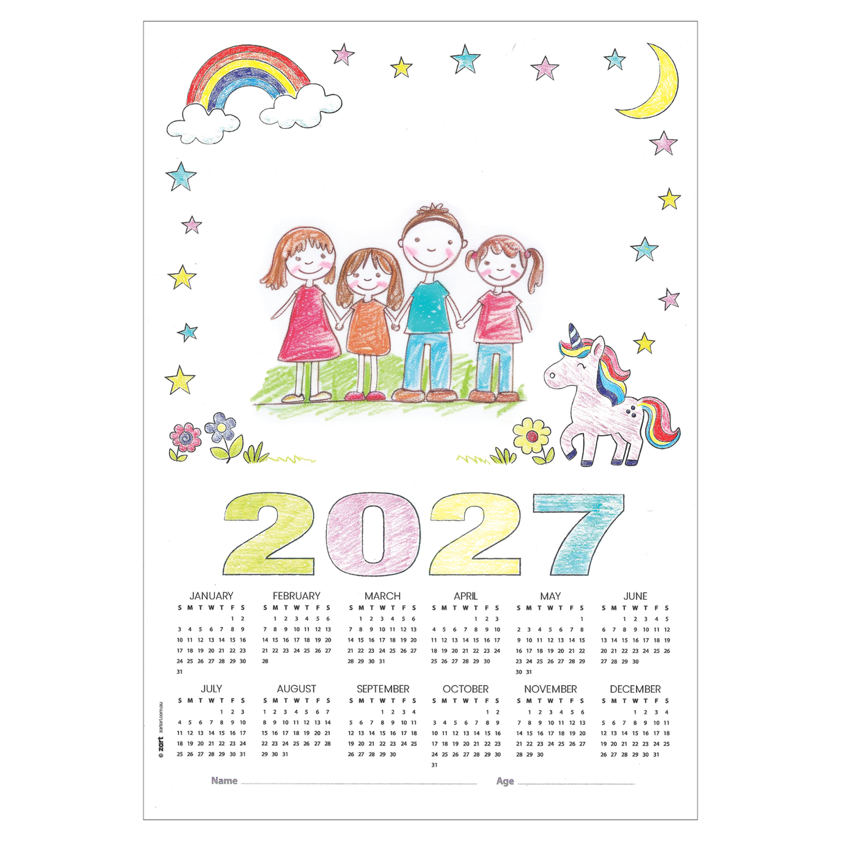 Zart Card Calendar Themed Blanks A3 25 2027
