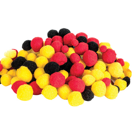 Basics Pom Poms Aboriginal Flag Colours Pack of 300 - Educational Vantage