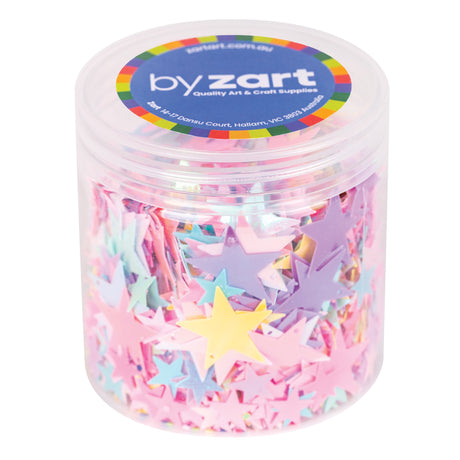 Sequin Stars Pastel Iridescent 50g Jar - Educational Vantage