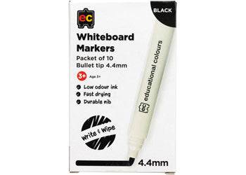 EC Whiteboard Markers 4.4mm Bullet Black Pack of 10 - Educational Vantage