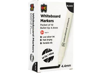 EC Whiteboard Markers 4.4mm Bullet Black Pack of 10 - Educational Vantage