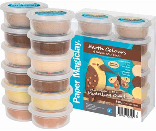 Paper Magiclay Paper Magiclay 240g Earth Colours 12 Canisters