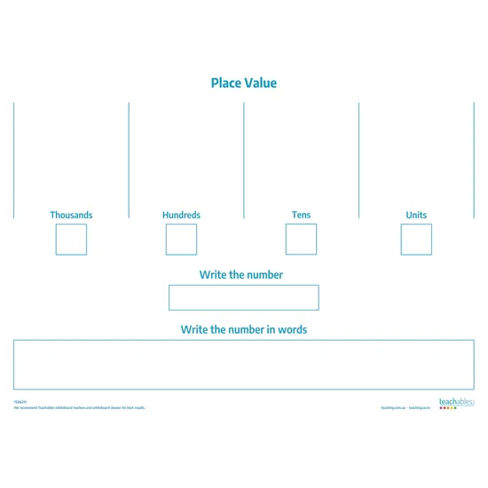 Teachables Place Value Base Ten Whiteboards - Set - Educational Vantage