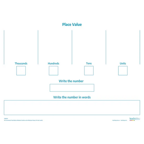 Teachables Place Value Base Ten Whiteboards - Set - Educational Vantage