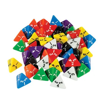 Dice: 4 Face Solid 50 Pieces - Educational Vantage