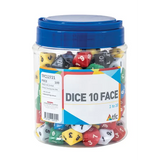 Dice: 10 Face 1-10 Jar 100 pc - Educational Vantage