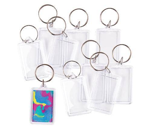 Rectangle Key Ring Tags Pack of 10